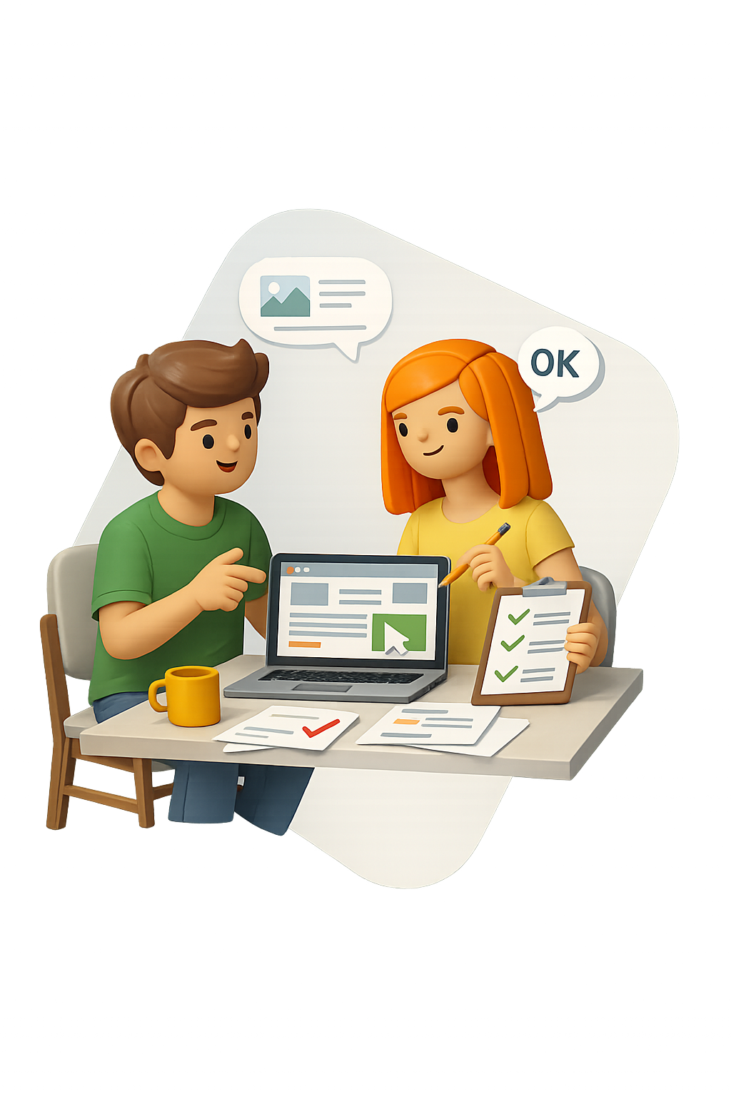 Illustration montrant la validation des derniers ajustements avant la mise en ligne d’un site web