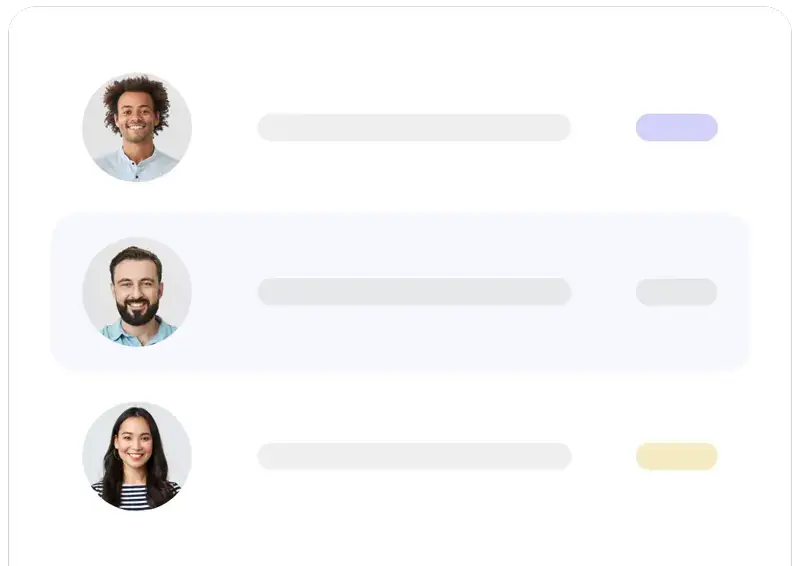 Interface illustrée de suivi d’équipe avec profils utilisateurs